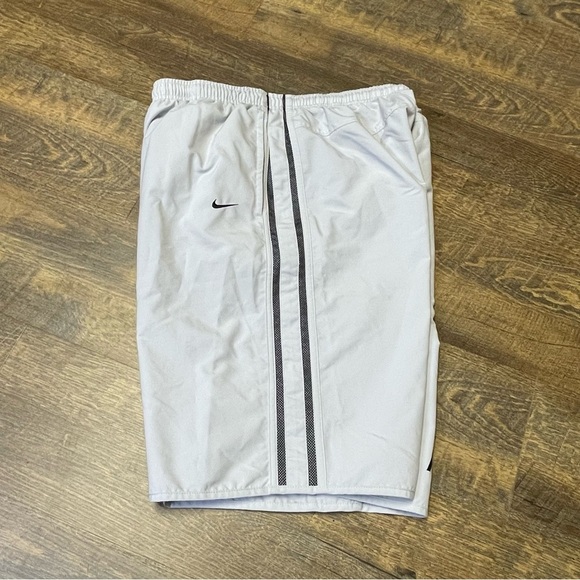 Nike Other - Vintage Y2K Nike Swim Shorts Trunks Mens Large Light Gray Black Spellout EUC